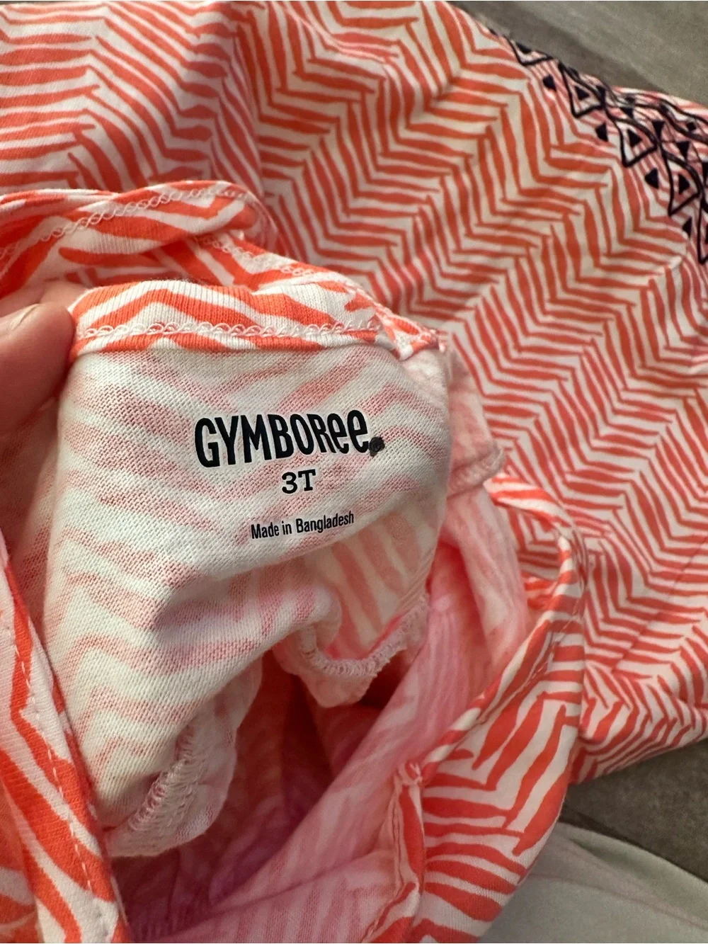 Gymboree Coral and‎ White Chevron Sundress with Black Trim